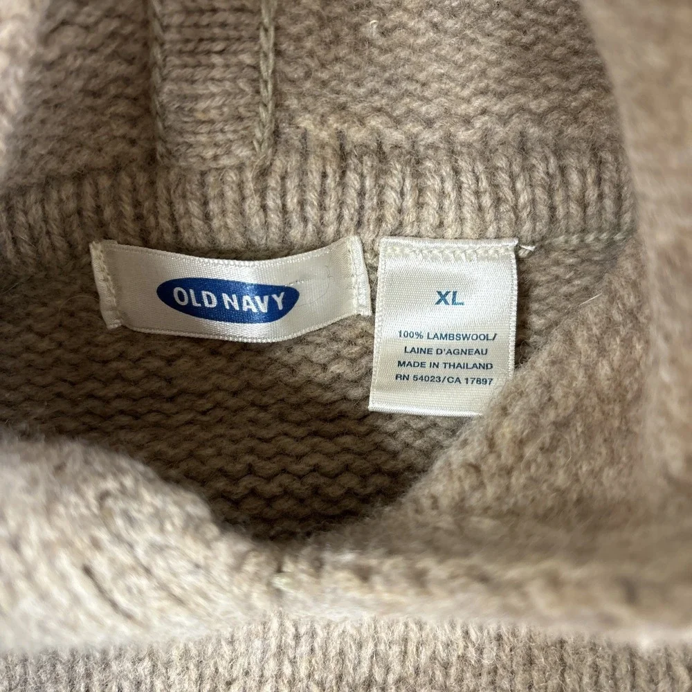 Old Navy Sweater Women's XL Brown Pink Long Sleeve Lambswool Striped Hooded‎